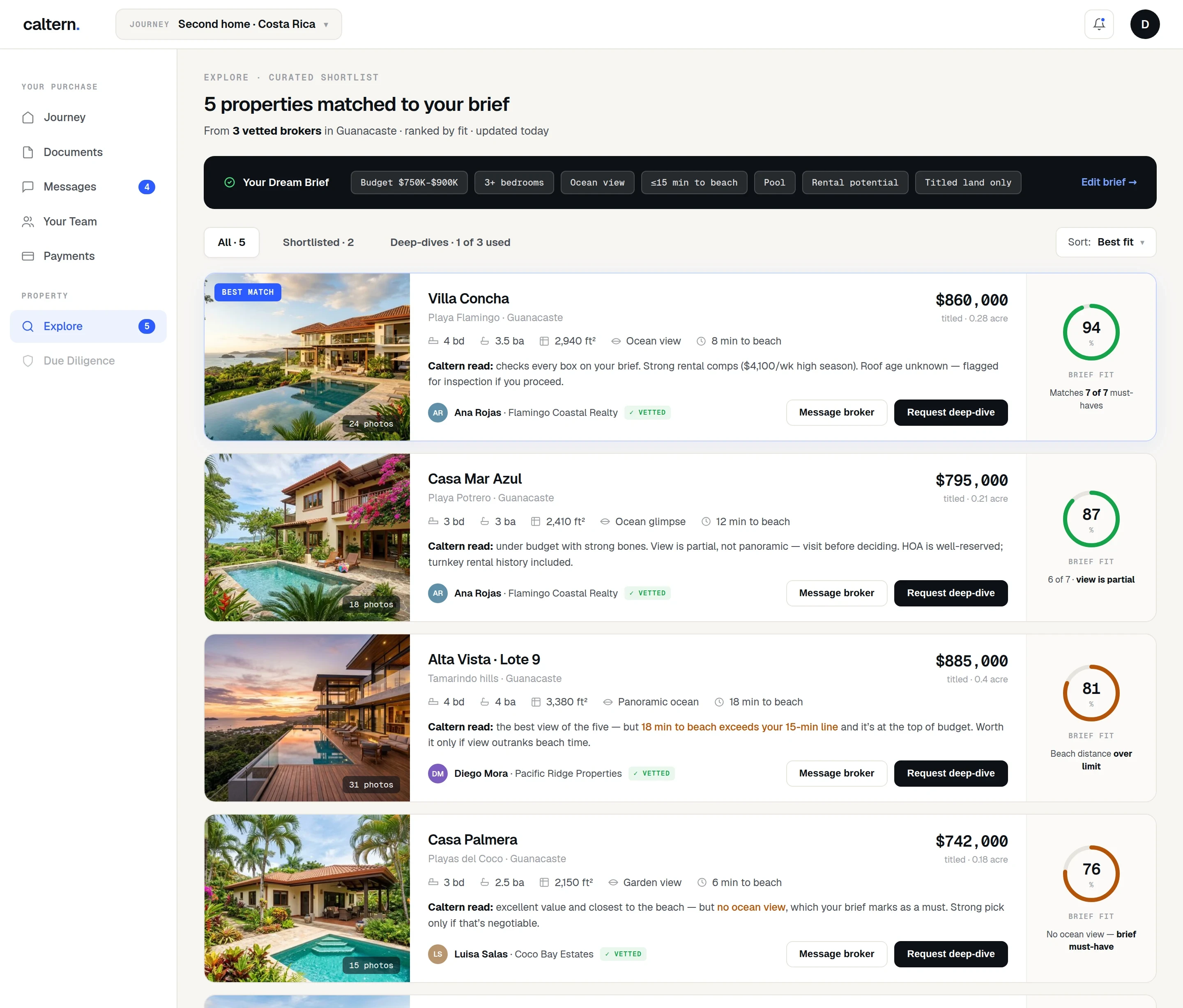 Explore — curated shortlist matched to your brief
